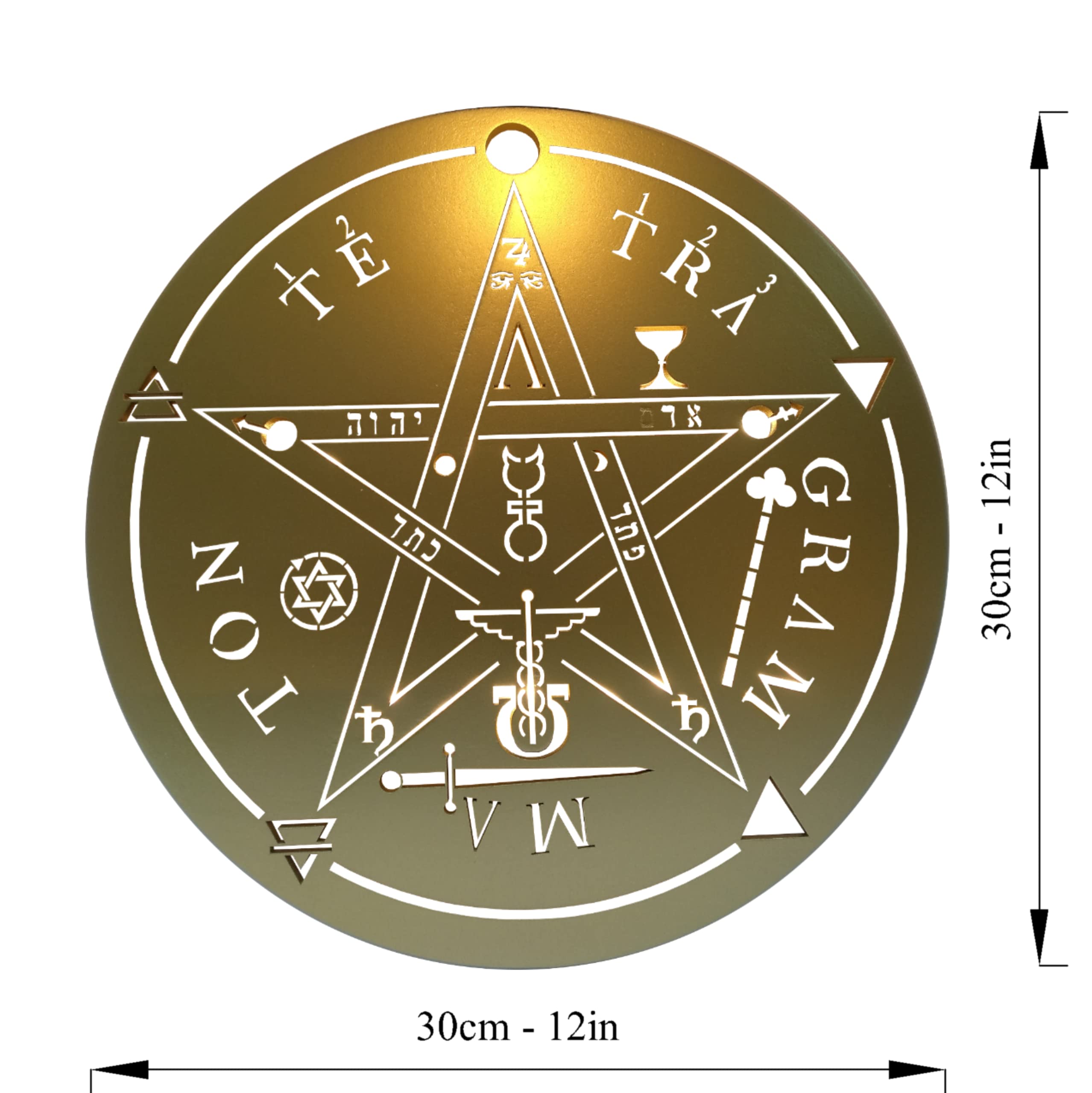 Wall-ready pentagram decor with hand-painted details