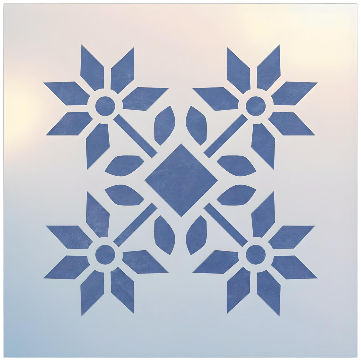 The Artful Stencil Peony Block Quilt Stencil 6x6