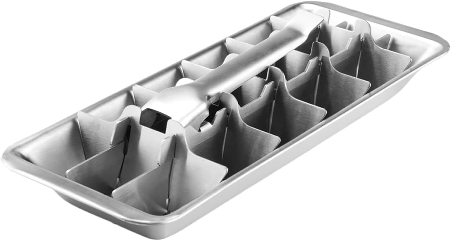 Peosaard Metal Ice Cube Trays 18-slot stainless steel tray for bars and kitchens