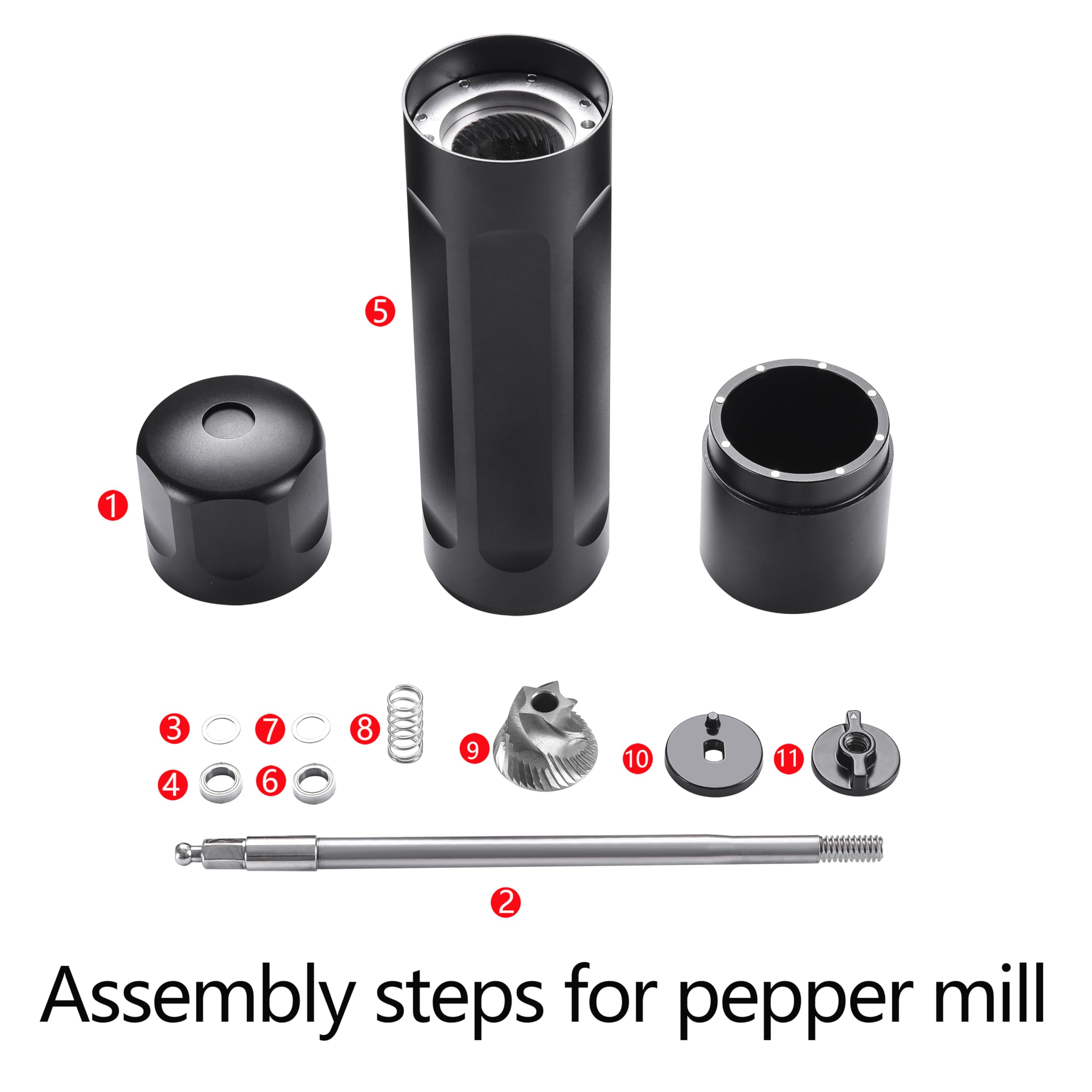 Compact design pepper grinder with ergonomic hex grip