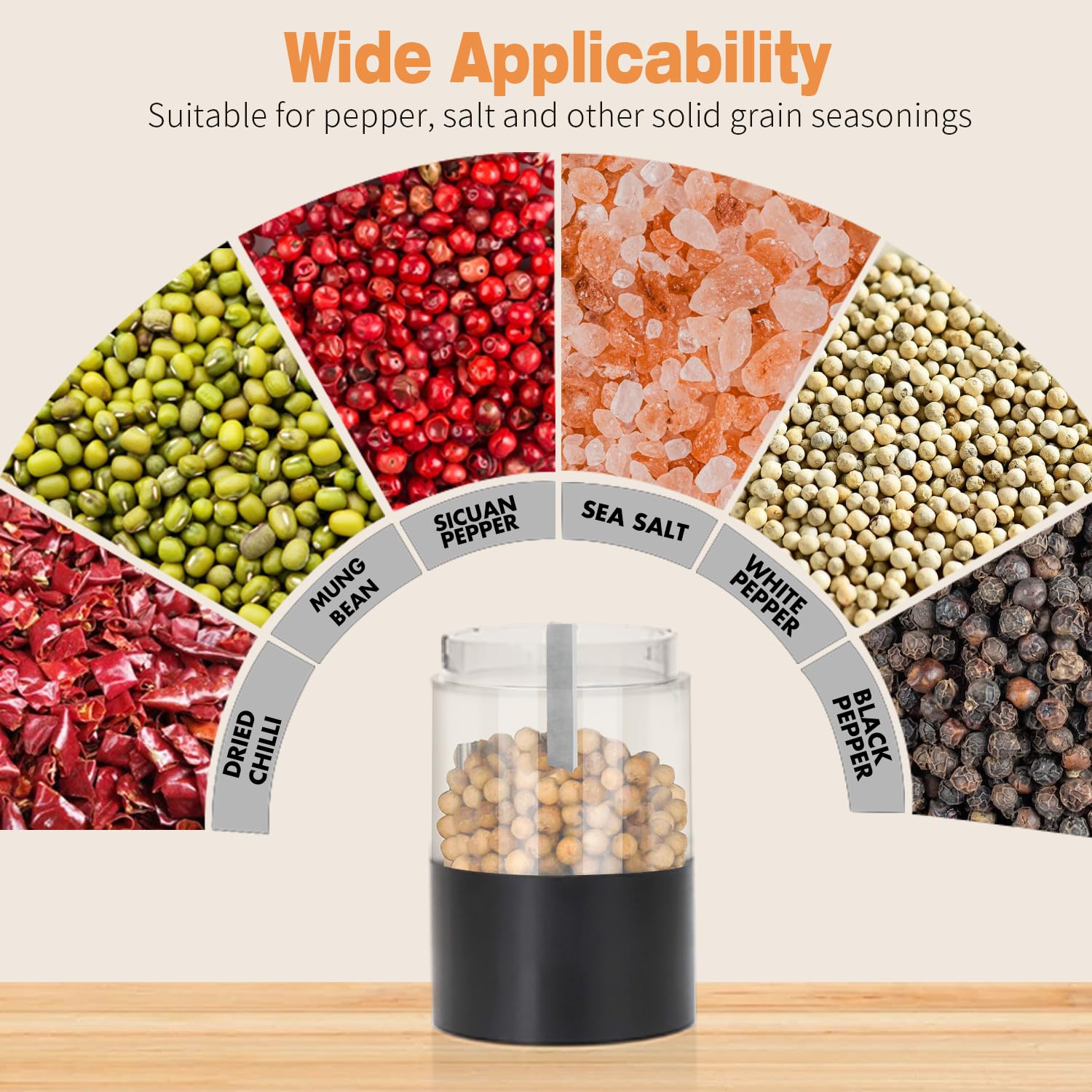 Kitchen-grade durable construction pepper mill set