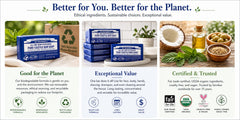 Six-pack peppermint castille bars 5 oz each