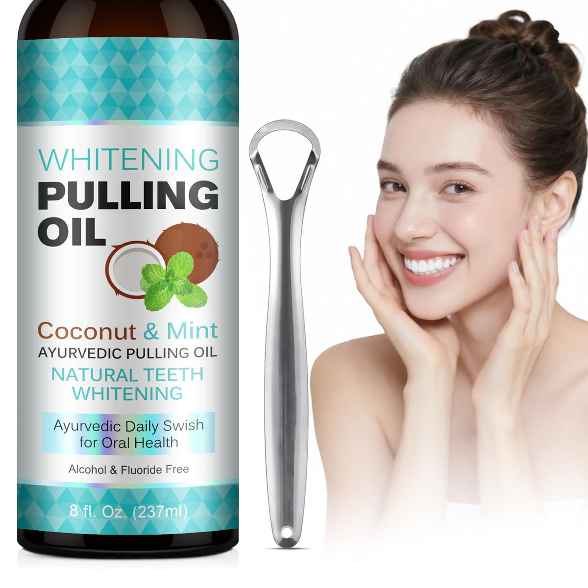 Peppermint coconut oil pulling mouthwash product