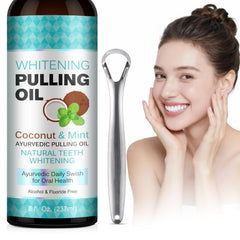 Peppermint coconut oil pulling mouthwash product