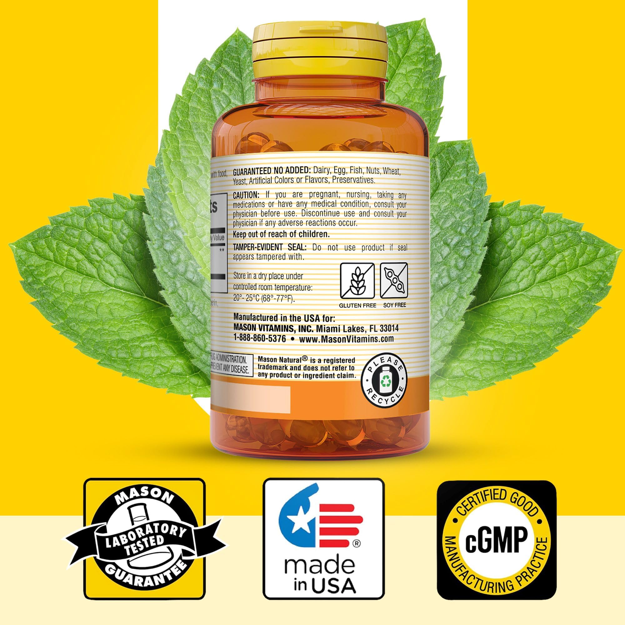 Peppermint oil 50 mg enteric coated capsules Mason Natural
