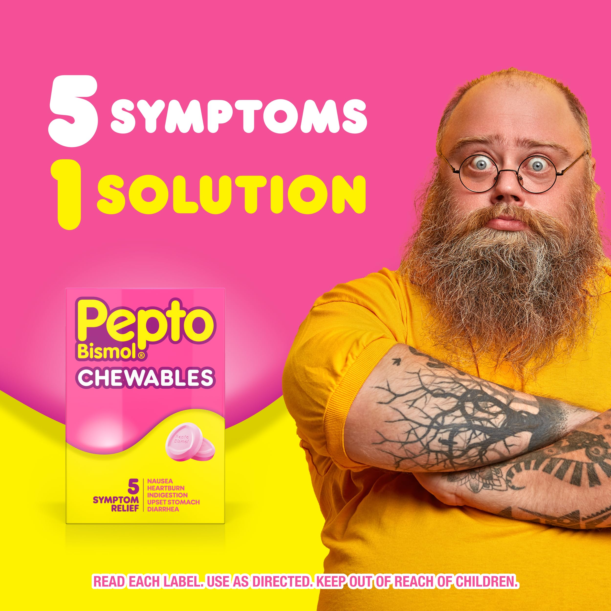Pepto Bismol 5 symptom relief chewables