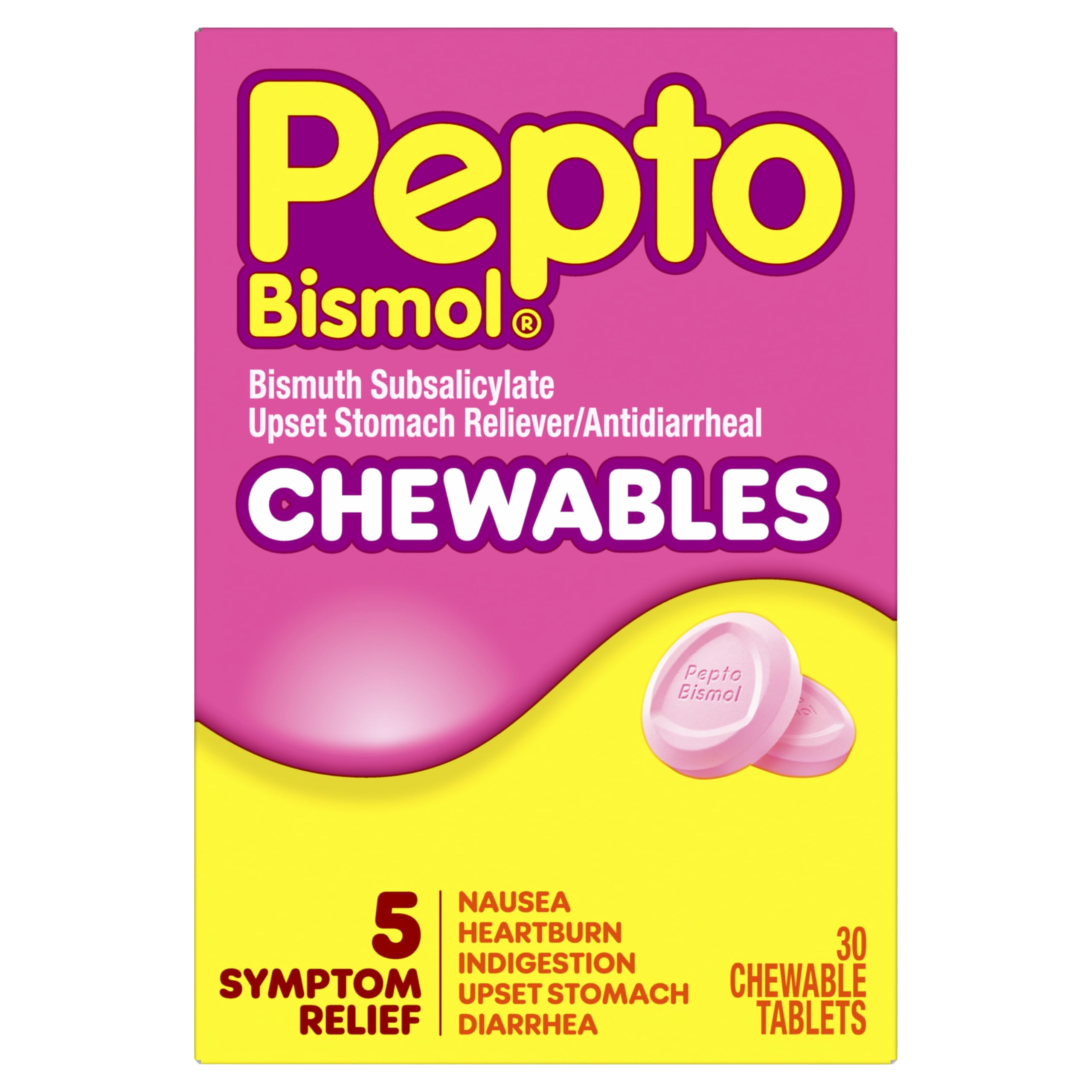 Pepto Bismol Chewable Tablets package 30 count