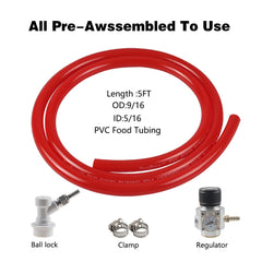 Red gas line assembly for PERA regulator Tr21.4