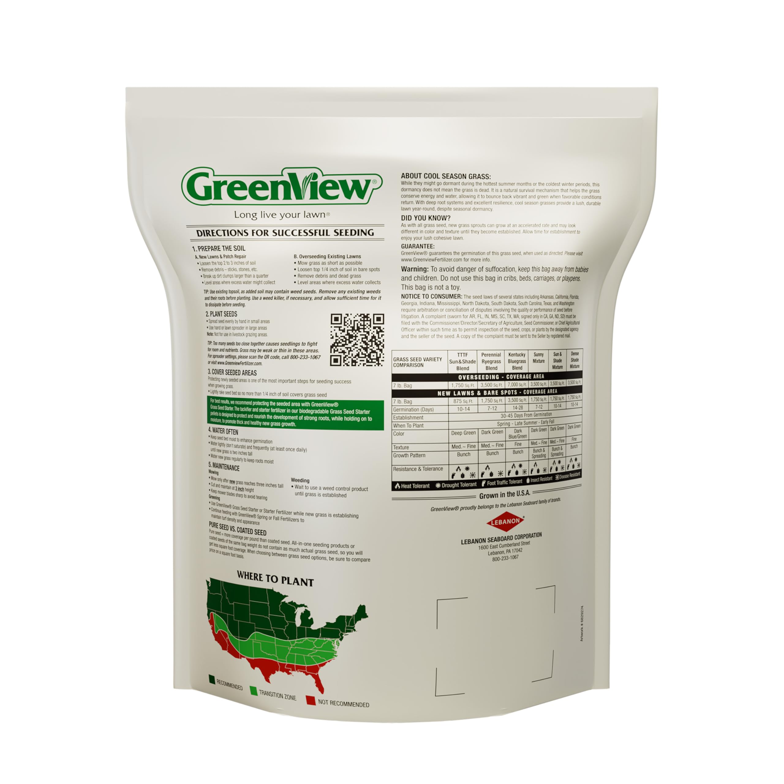 Perennial Ryegrass blend for cool-season lawn seeding