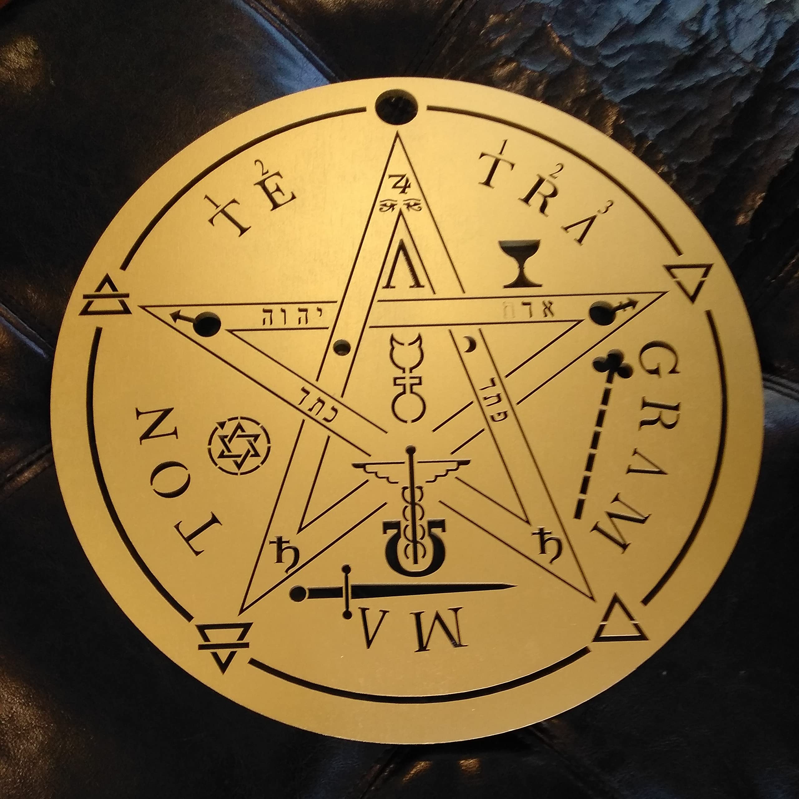 Harmonized pentagram art with OM mantra elements