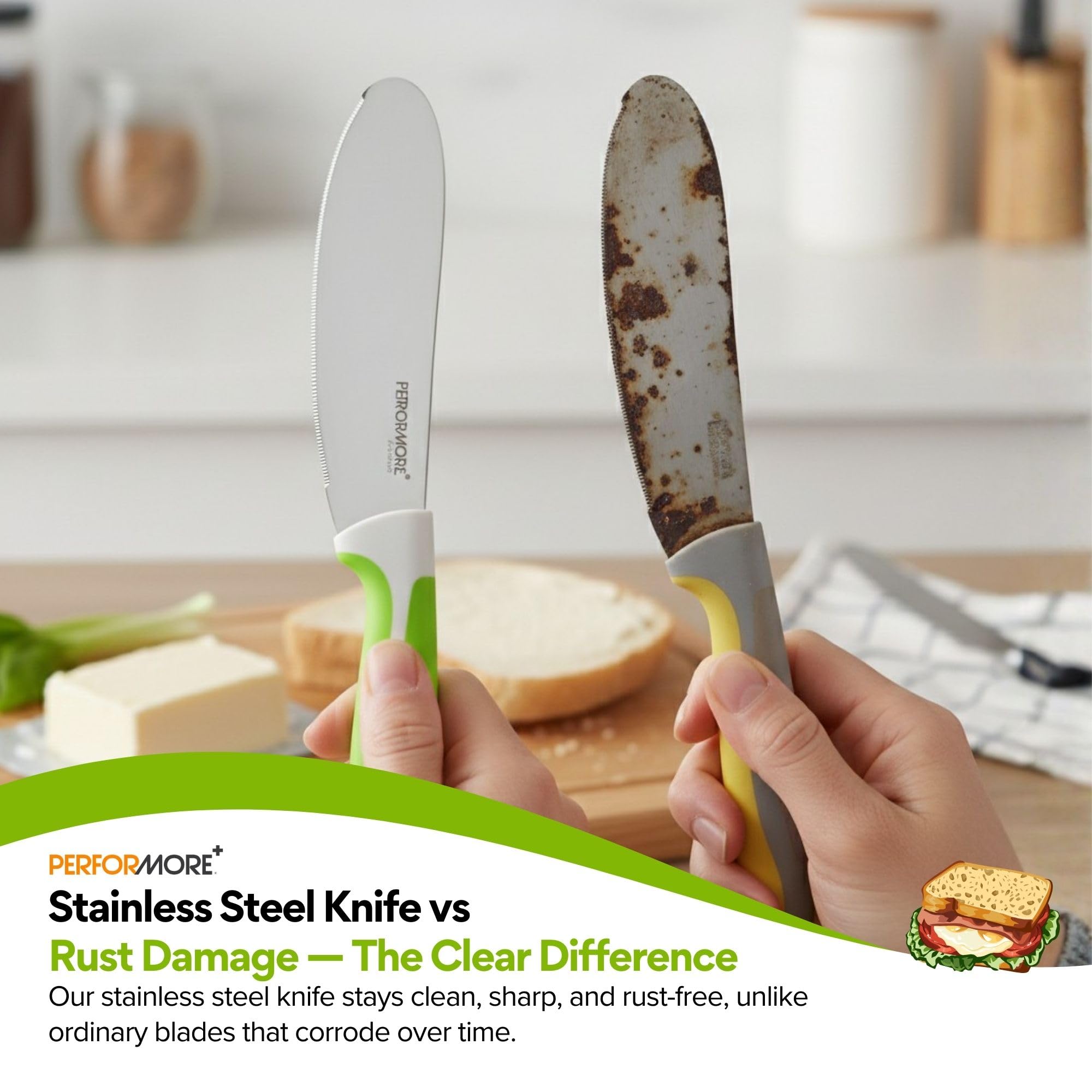 Ergonomic easy grip handle on Performore Sandwich Knife