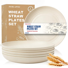 Perlapoc 10In Wheat Straw plates beige set of 6