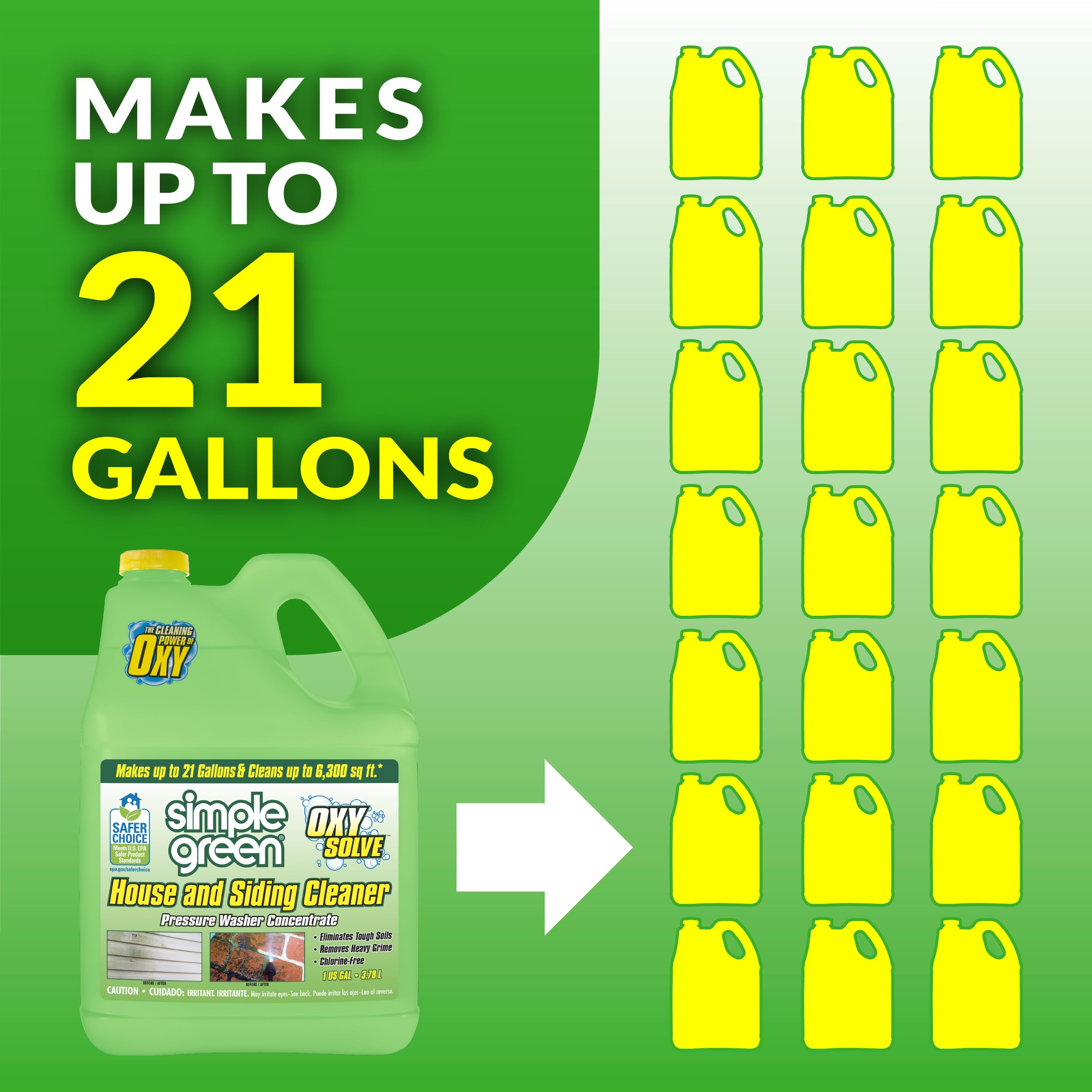 Cleans up to 6400 sq ft with pressure washer concentrate