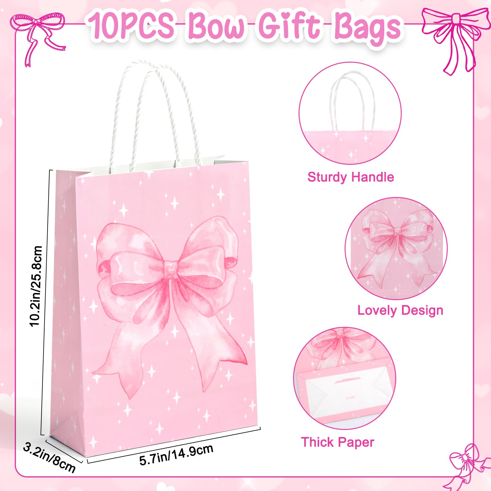 Pen included with Perpetily pink bow party set