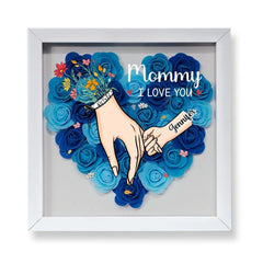 Front view of Personalised Flower Shadow Box for Mum & Grandma with Names
