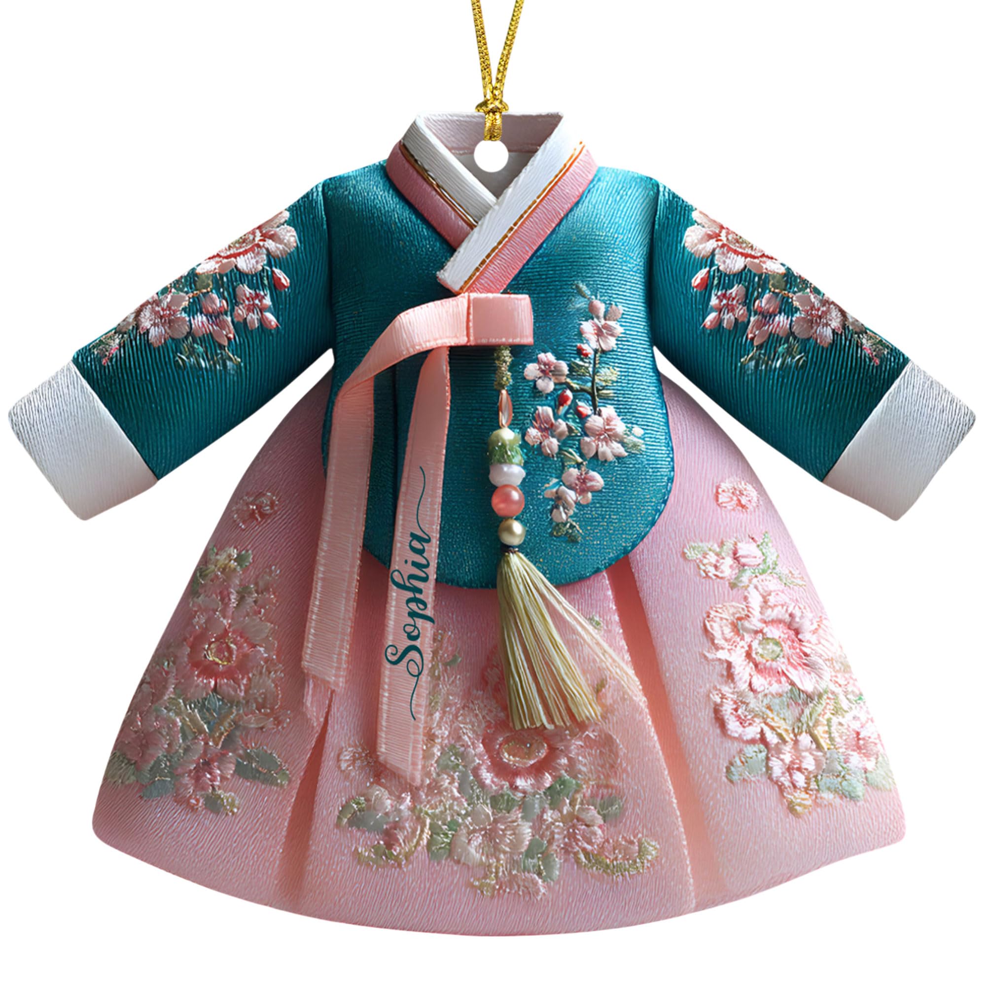 Personalized 2D Flat Korean Hanbok Acrylic Ornament product front view