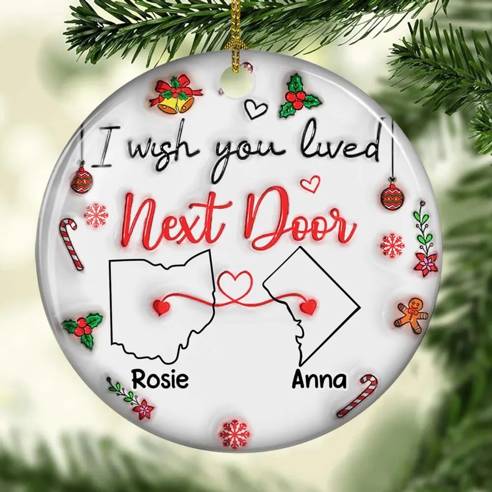 Personalized 3D inflated ceramic ornament with customizable names