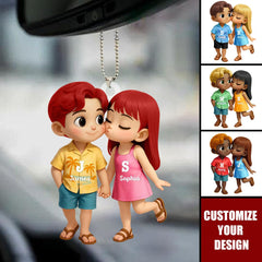 Personalized acrylic car hanger featuring two-sided printing