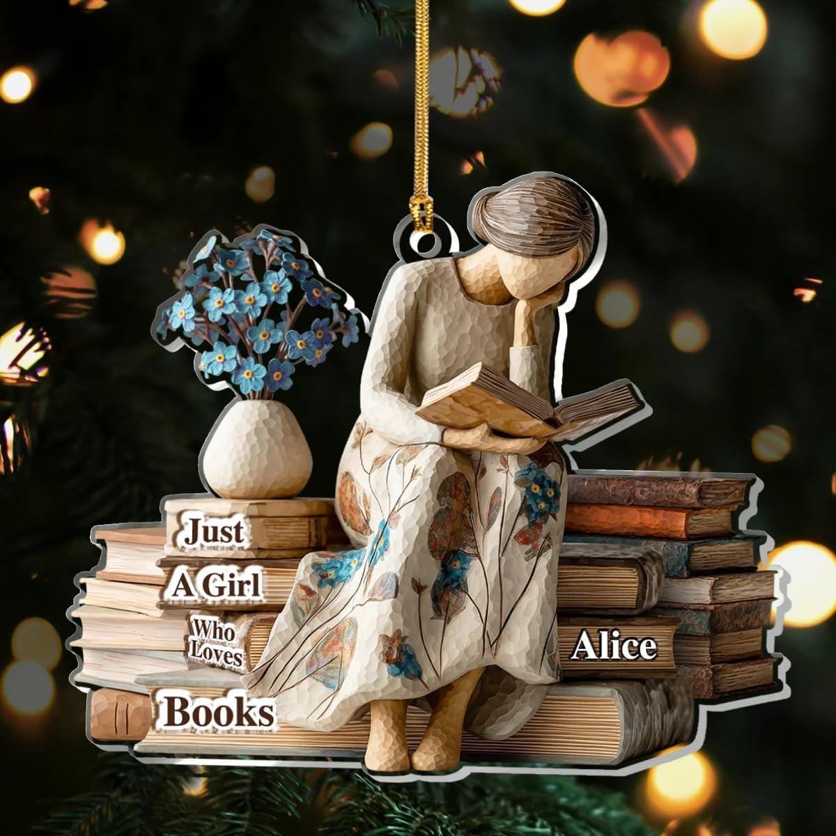 Personalized acrylic Reading Girl ornament