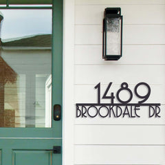 Personalized address numbers for house in metal plaque