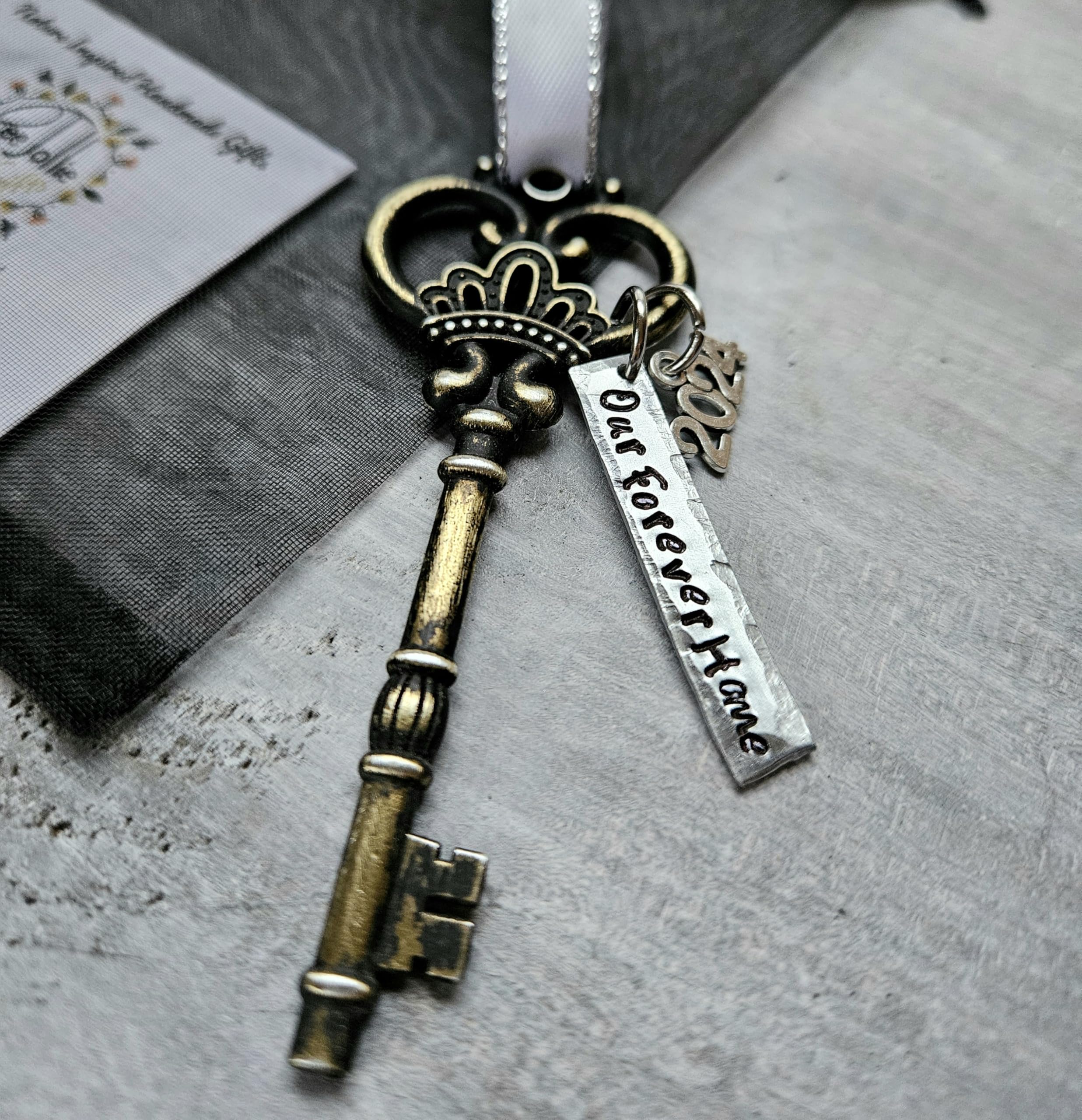 Ornament showing personalized address phrase and year