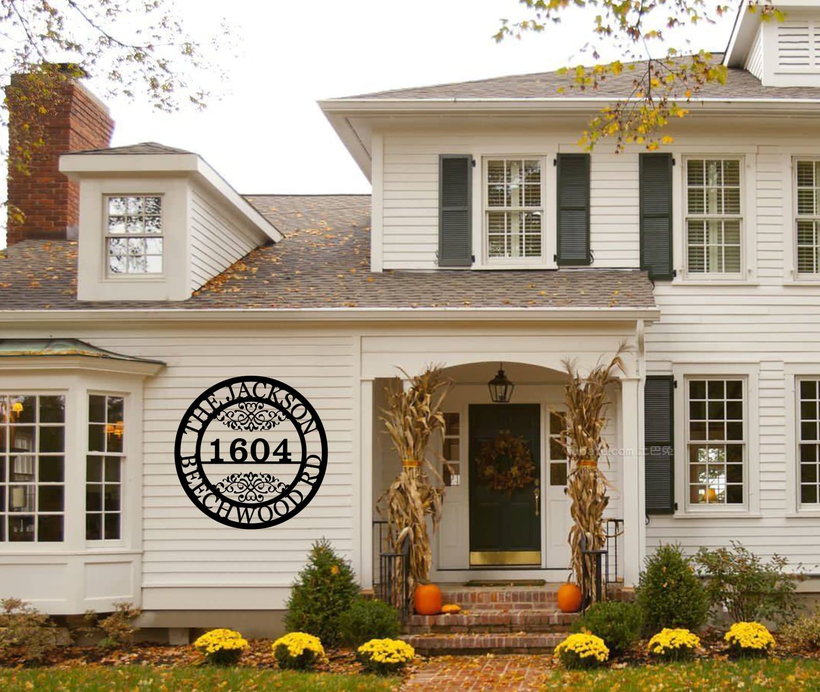 Personalized address plaque with last name for house exterior