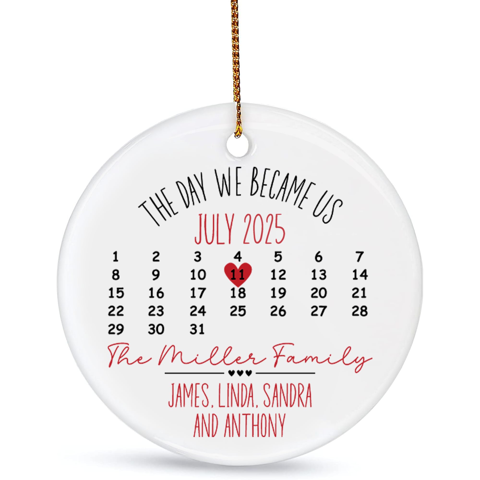 Personalized Adoption Ornament with customizable names and date