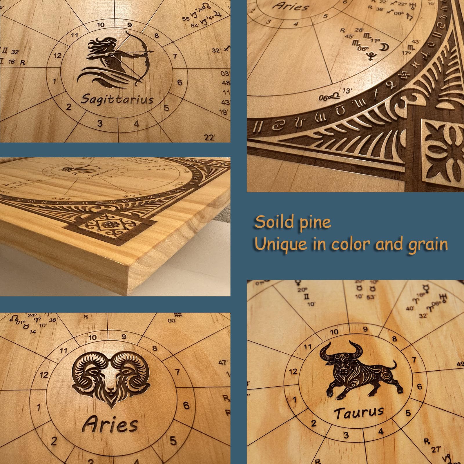 Personalized Astrology Chart Plaque Custom Wood Engraved Zodiac Signs ...