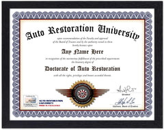 Personalized Auto Restoration University Diploma novelty certificate with name customization