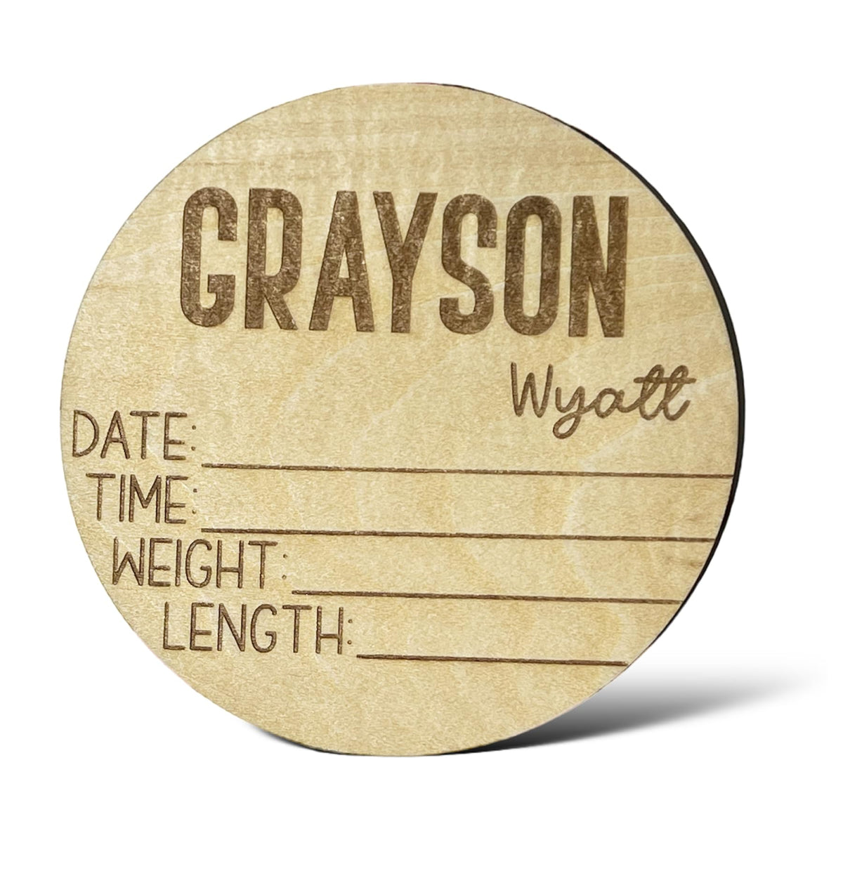 Personalized Engraved Baby Name Announcement Stat Sign product photo