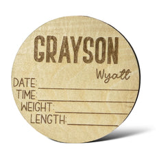 Personalized Engraved Baby Name Announcement Stat Sign product photo