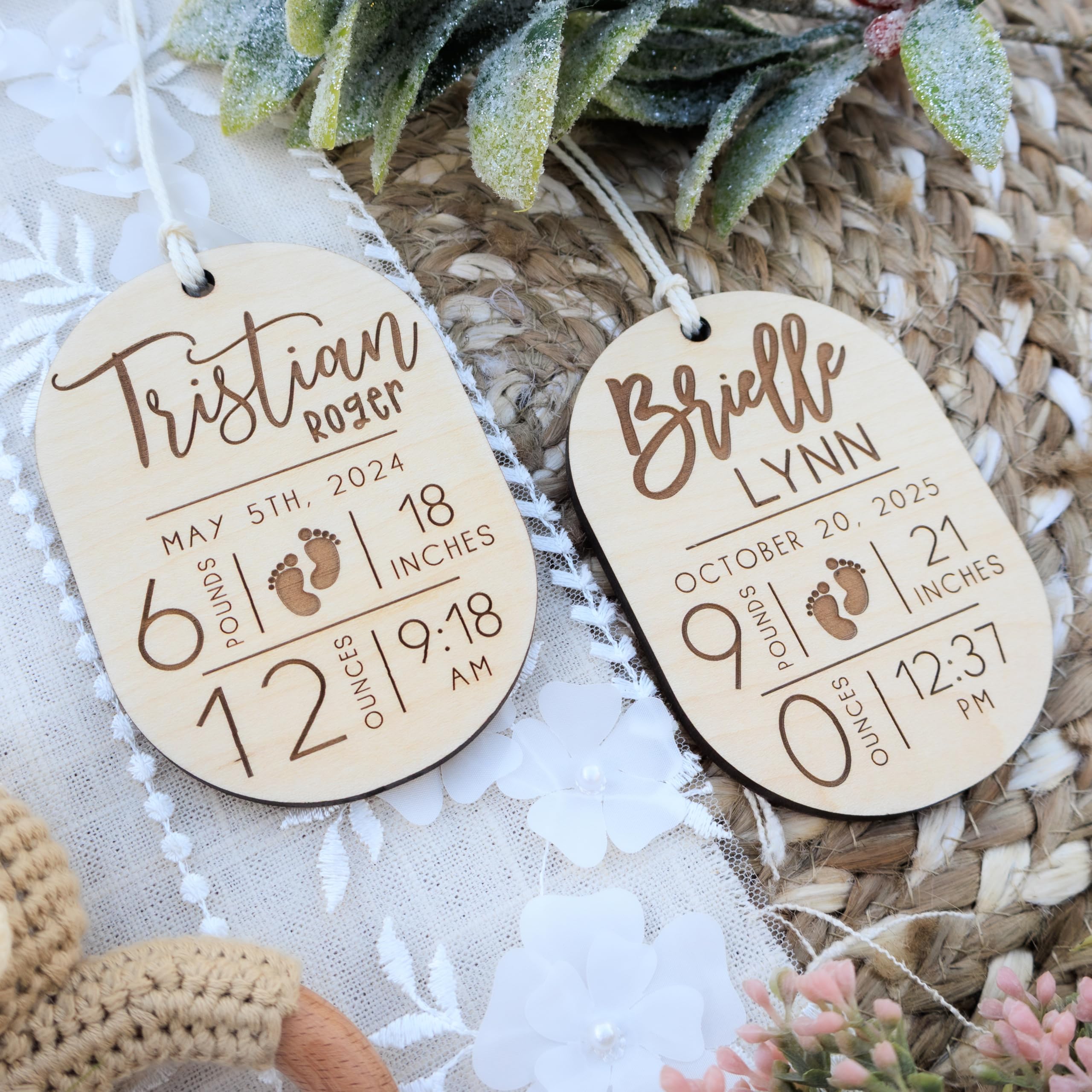 Personalized baby stats engraving example
