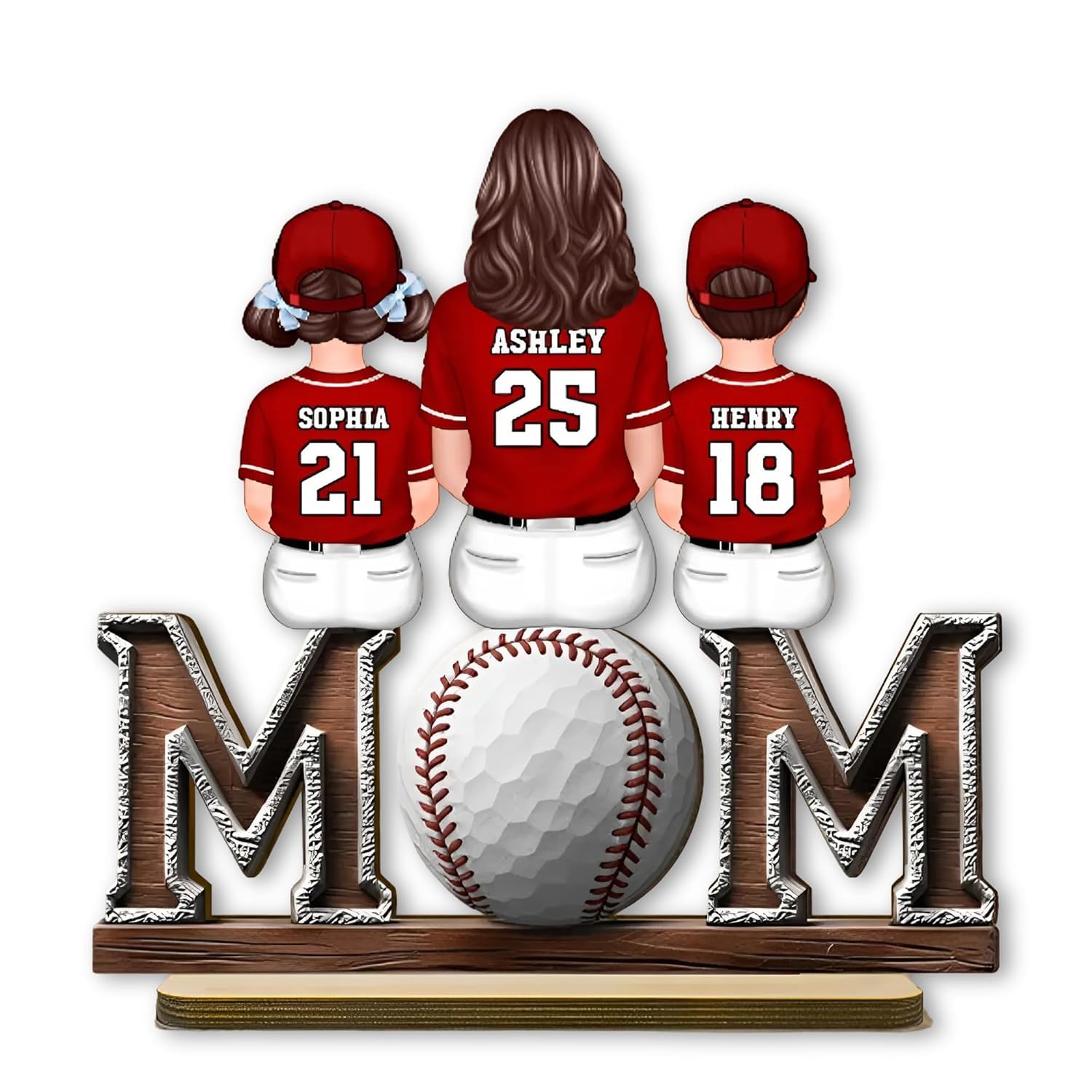 Personalized baseball mom wooden plaque front view
