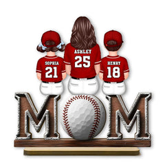 Personalized baseball mom wooden plaque front view
