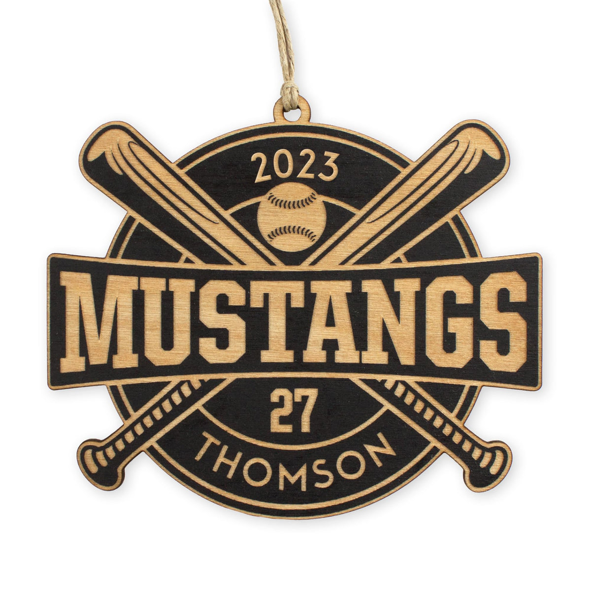 Personalized baseball ornament with team name and player details