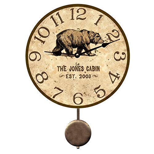Personalized Bear Lodge Clock side view