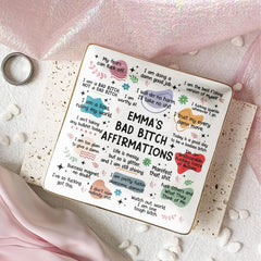 Ceramic jewelry dish for women with bold affirmation phrase