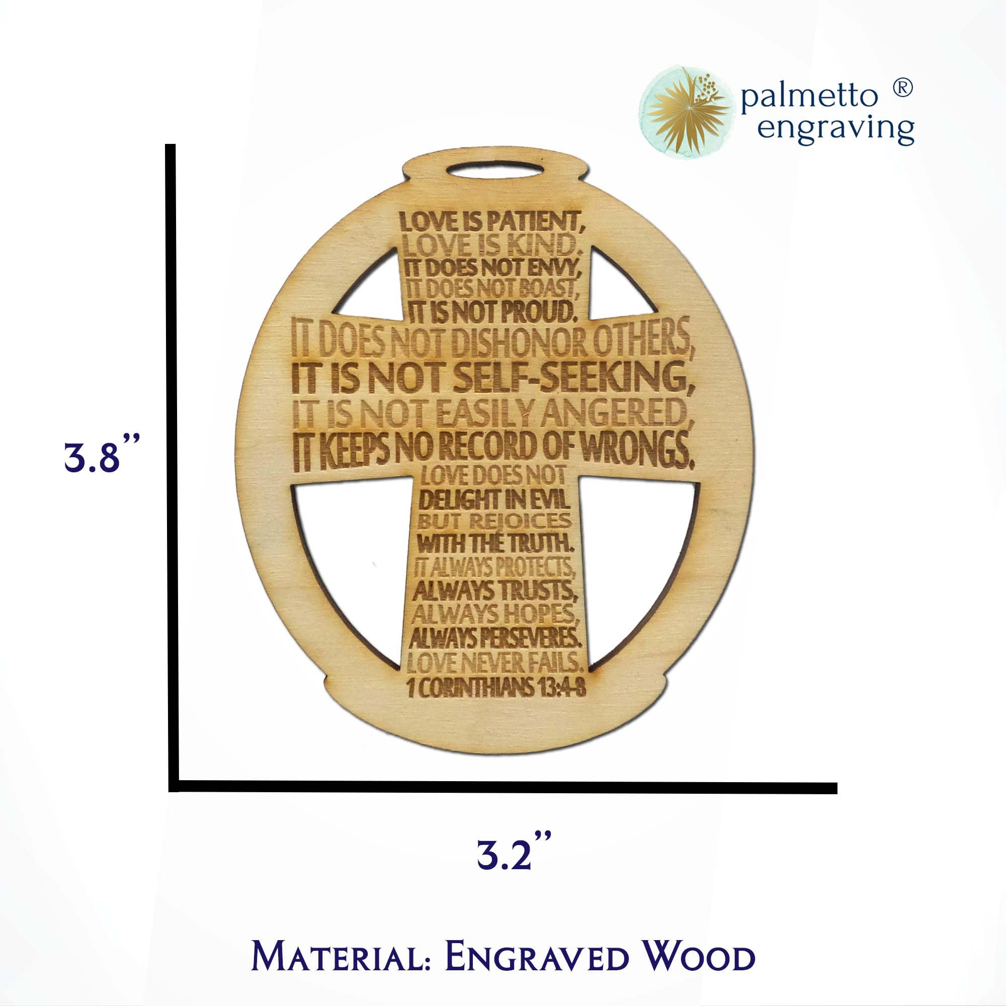 Handcrafted USA wood cross ornament