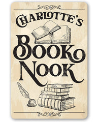 Personalized Book Nook 8x12 aluminum sign with name customization