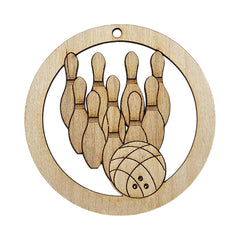 Personalized Bowling Christmas Ornament made from natural birch wood