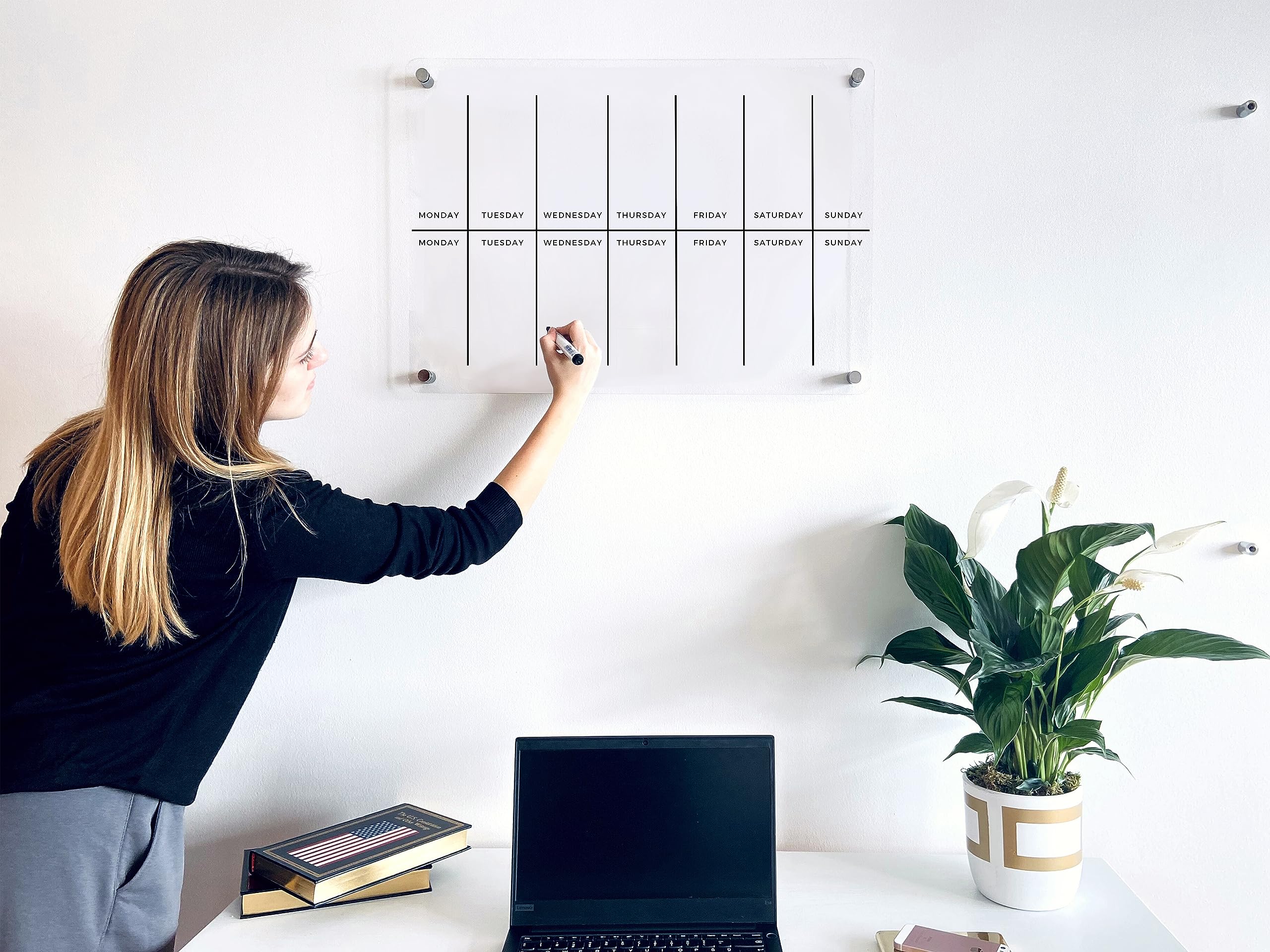Personalized 2026 calendar on dry erase board
