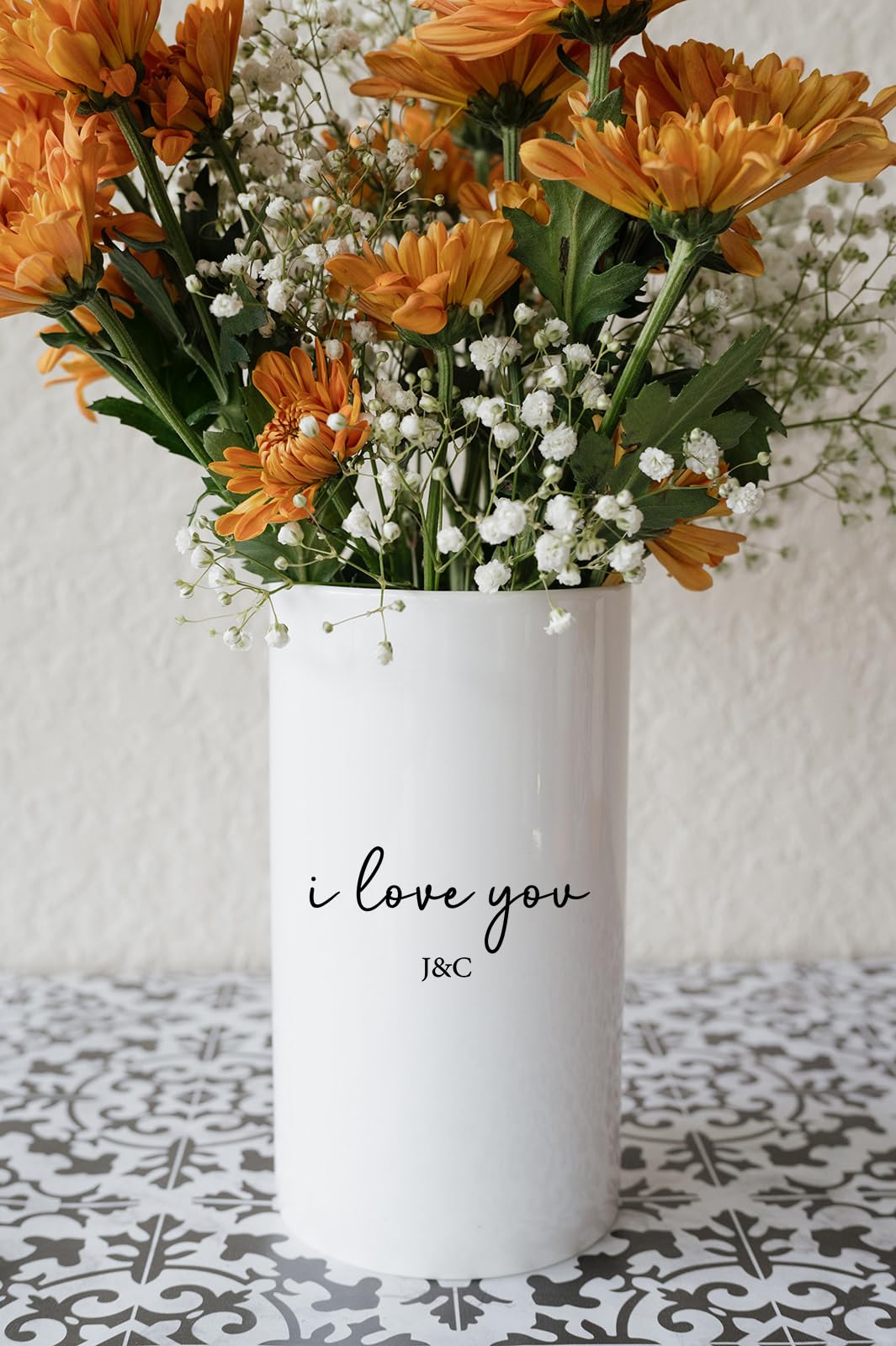 Flowers not included with personalized vase