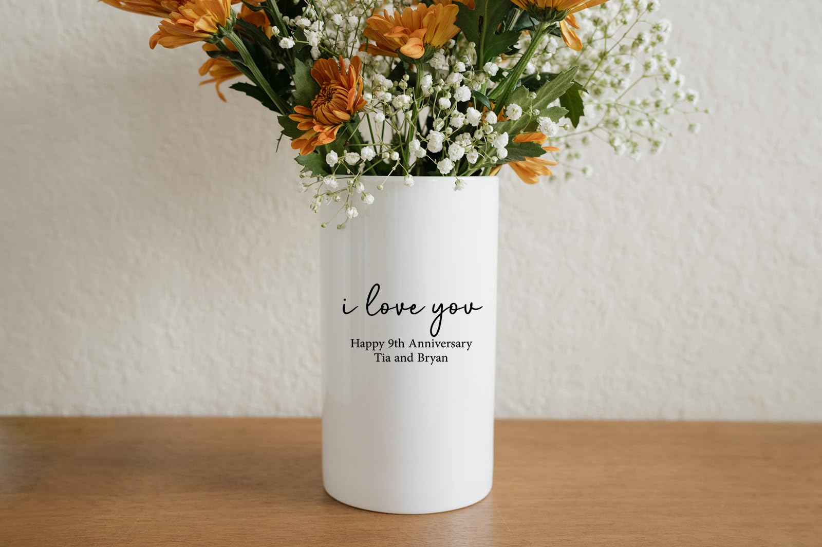Large vase square design option for couple gifts