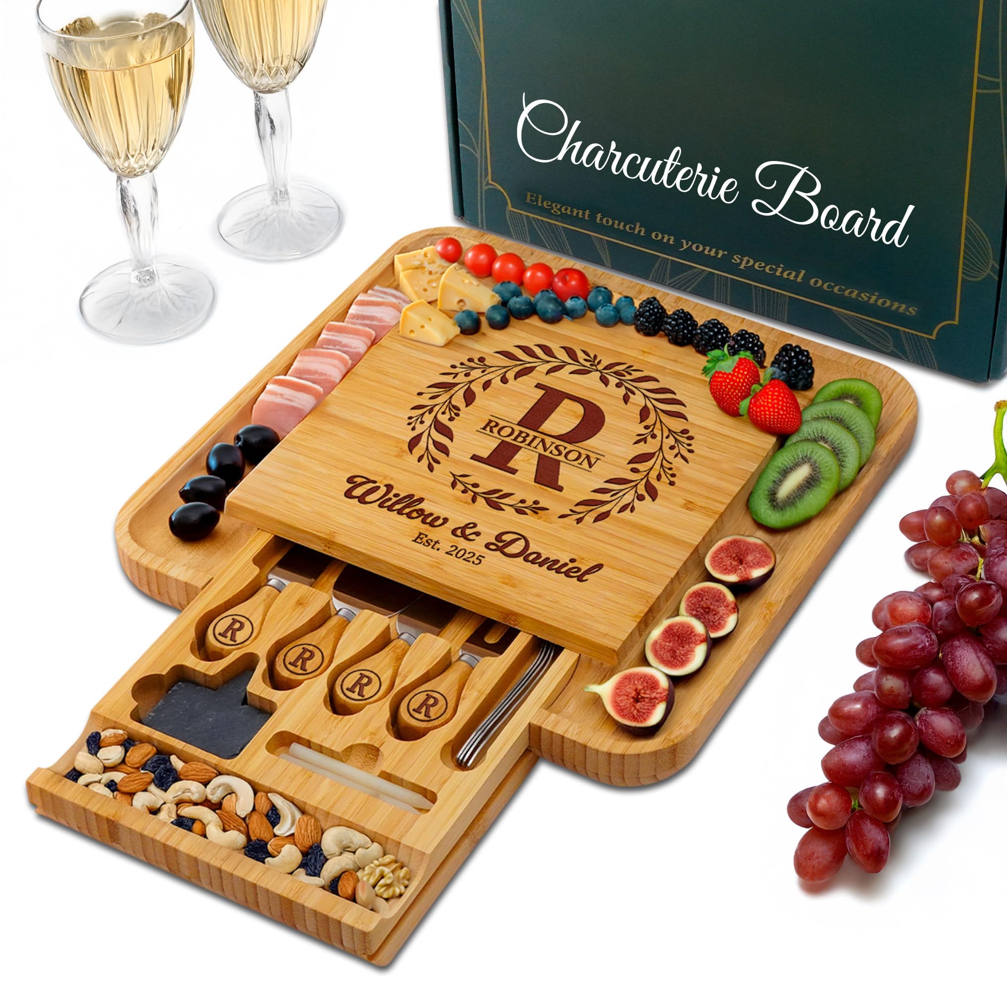 Personalized Charcuterie Board engraving with names