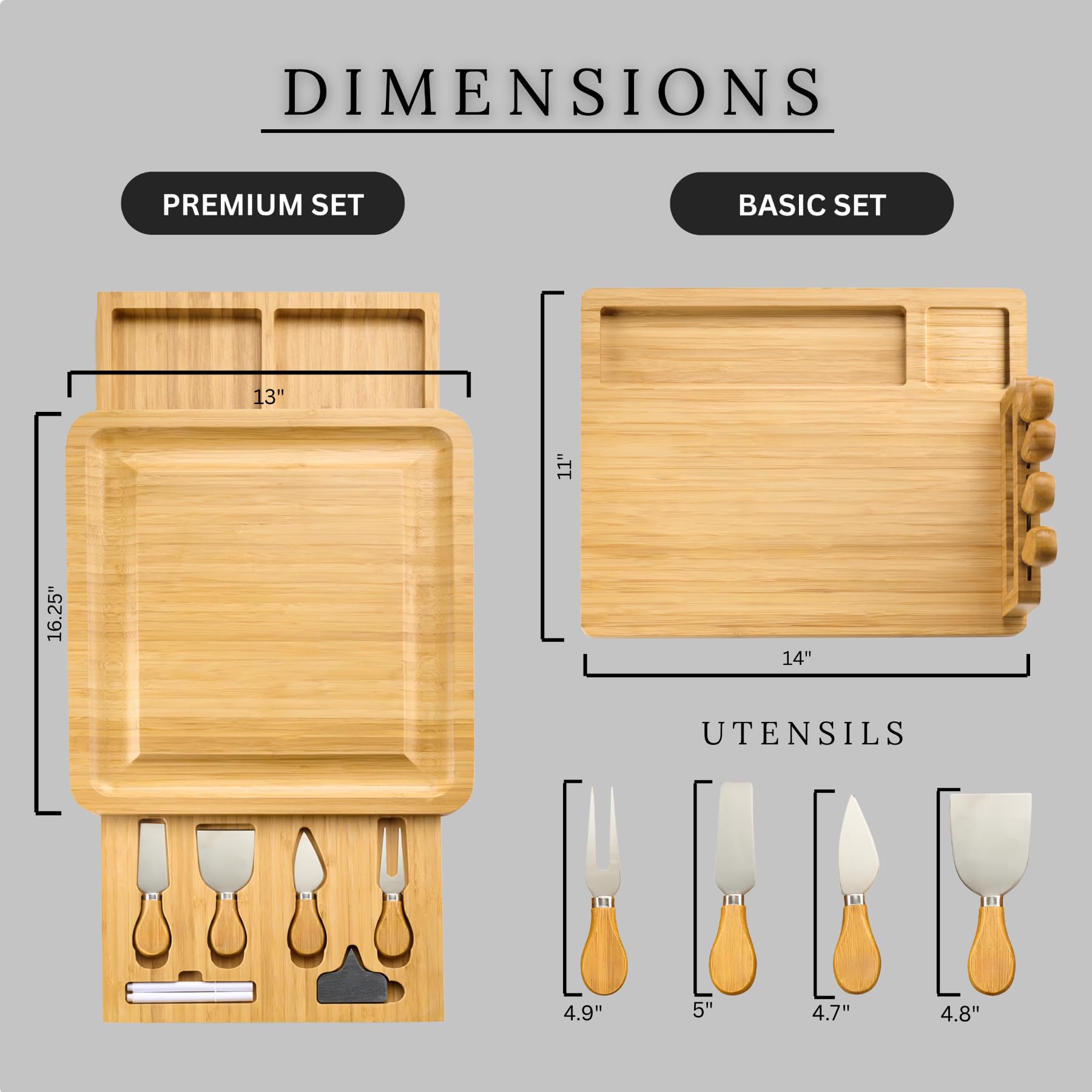 Personalized cheese board gift set bamboo engraving