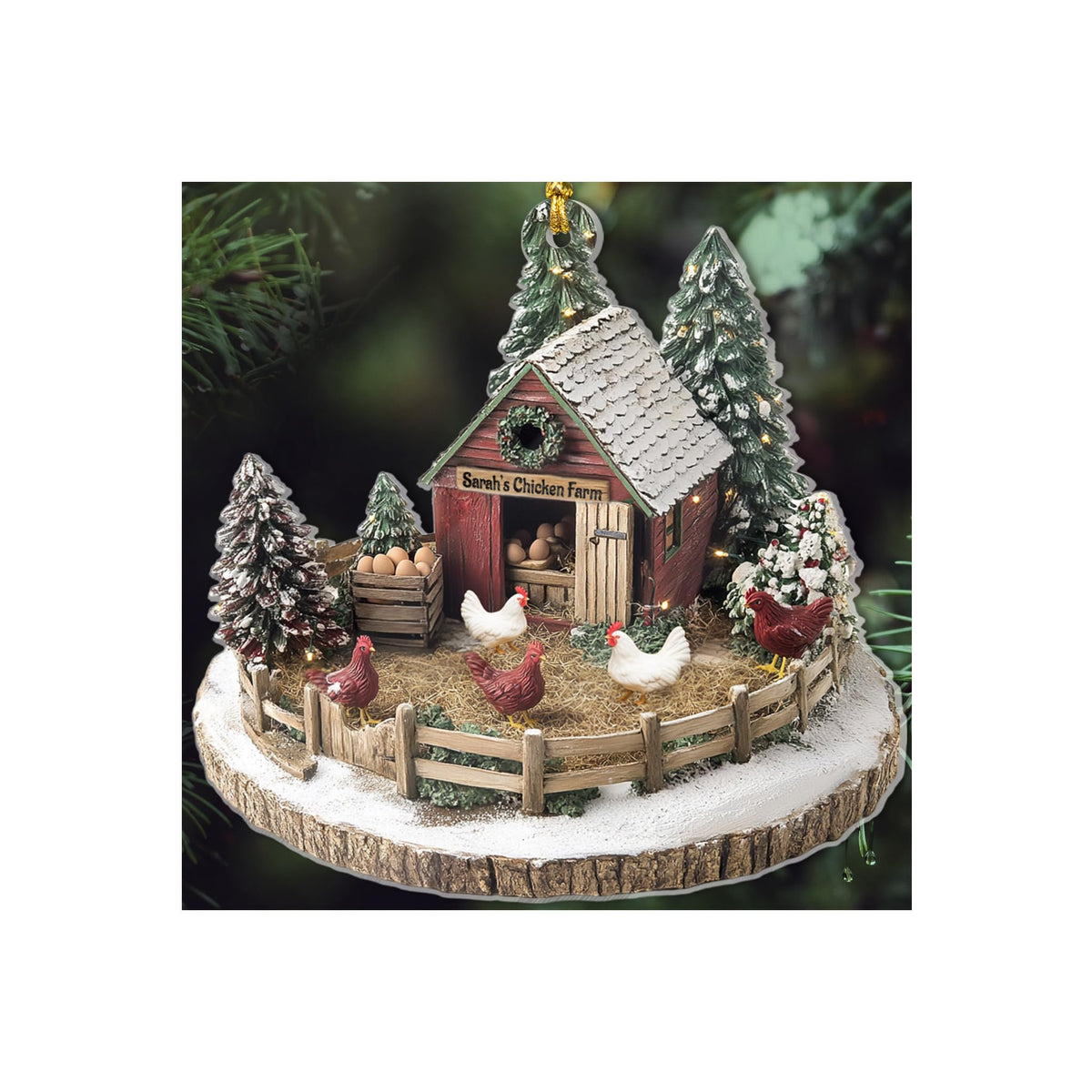 Personalized Chicken Farm Acrylic Ornament with customizable name
