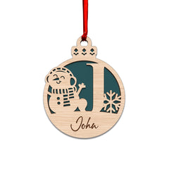 Personalized Christmas Ornament snowman wood with name