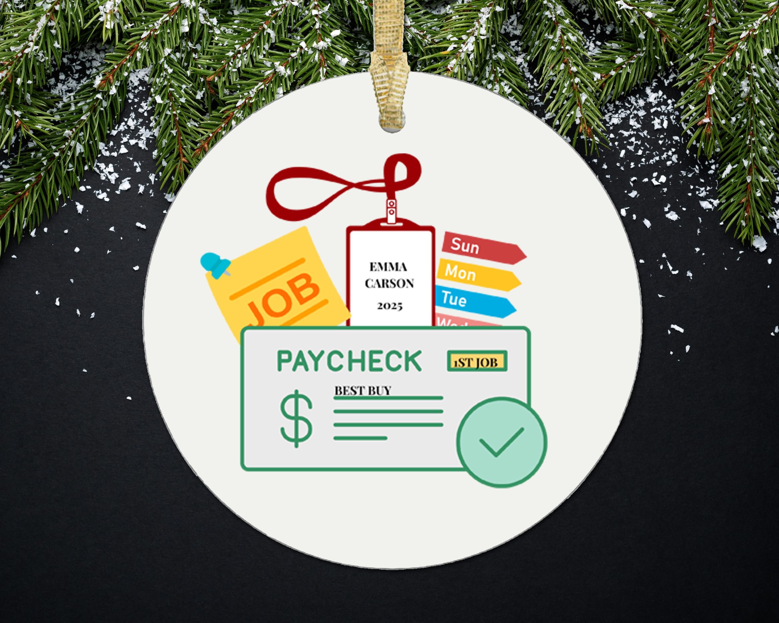 Personalized Christmas ornament for employee display