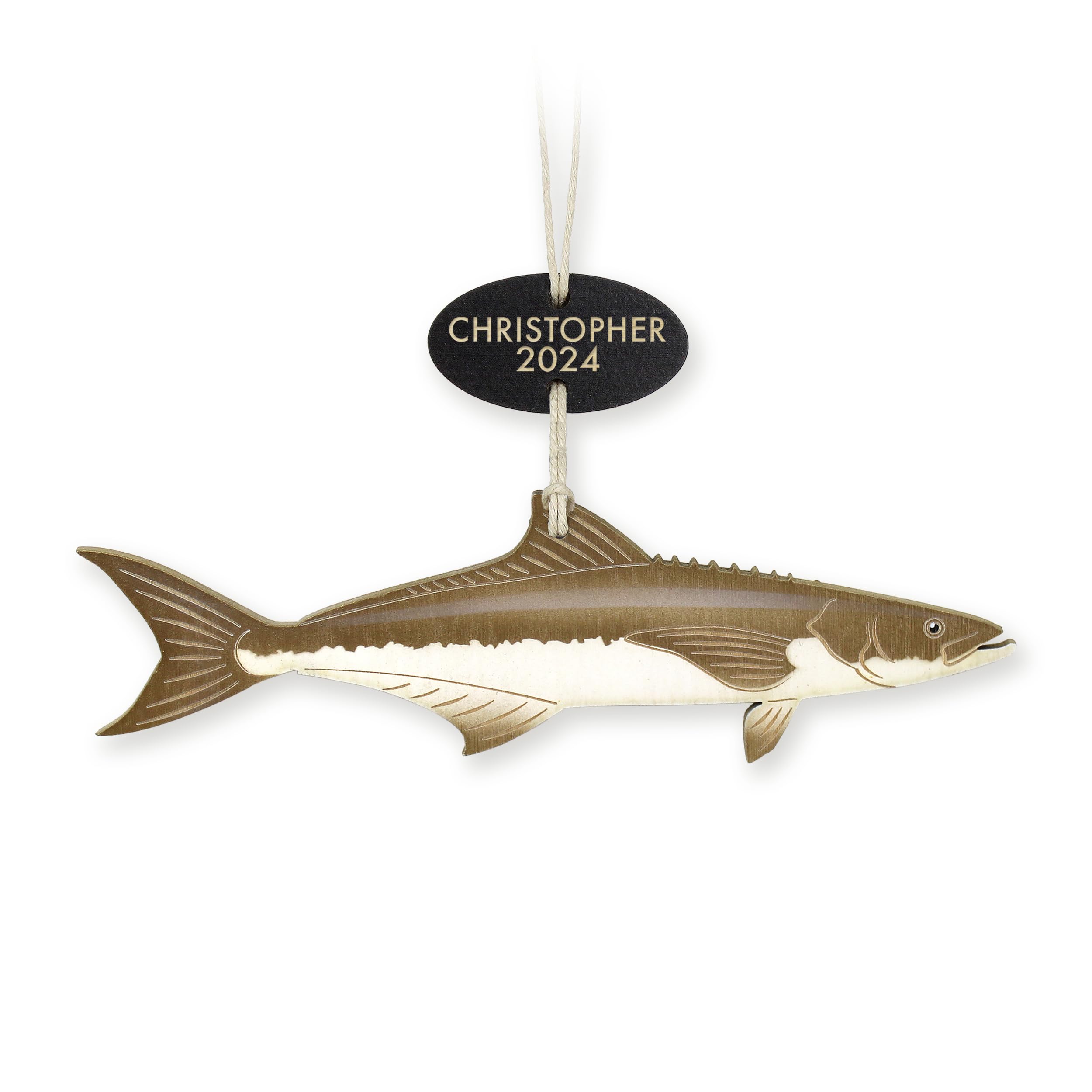 Personalized Cobia Fish Christmas Ornament birch wood