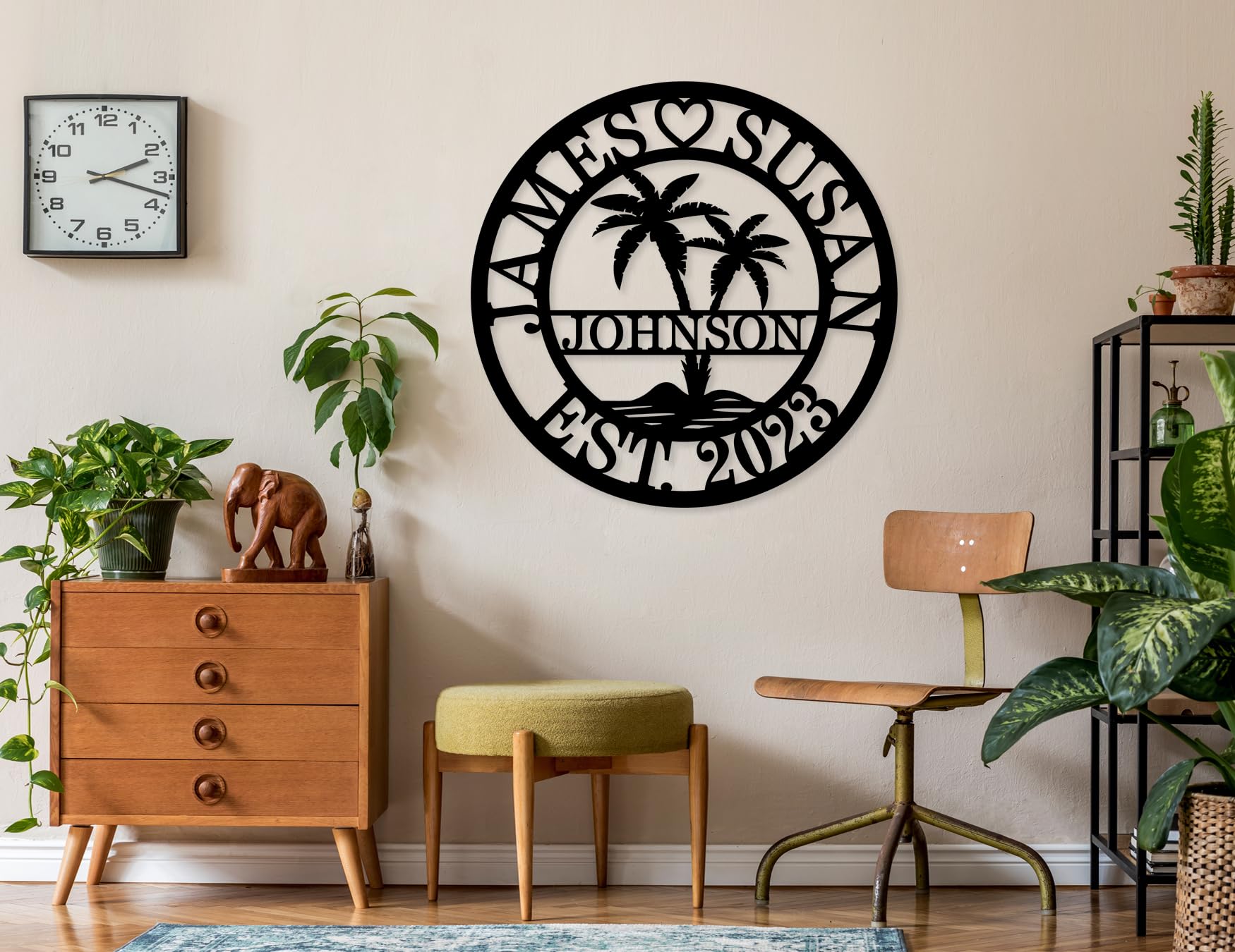 Personalized coconut tree sign for home outdoor use